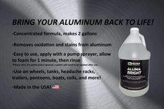 Bosh Chemical Aluma Bright in action spraying foam lifts grime on aluminum.