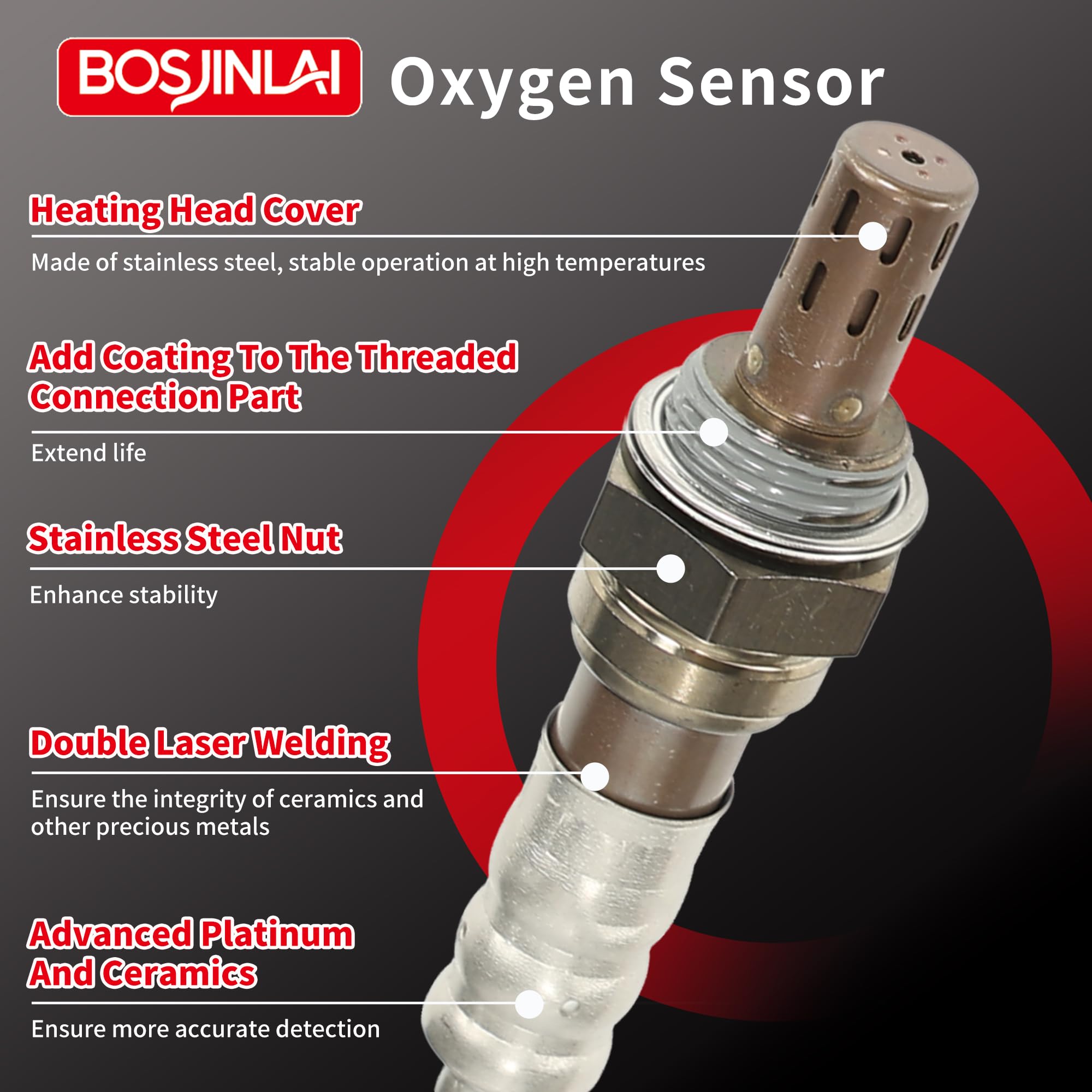 BOSJINLAI oxygen sensor core components close-up for durability and precision
