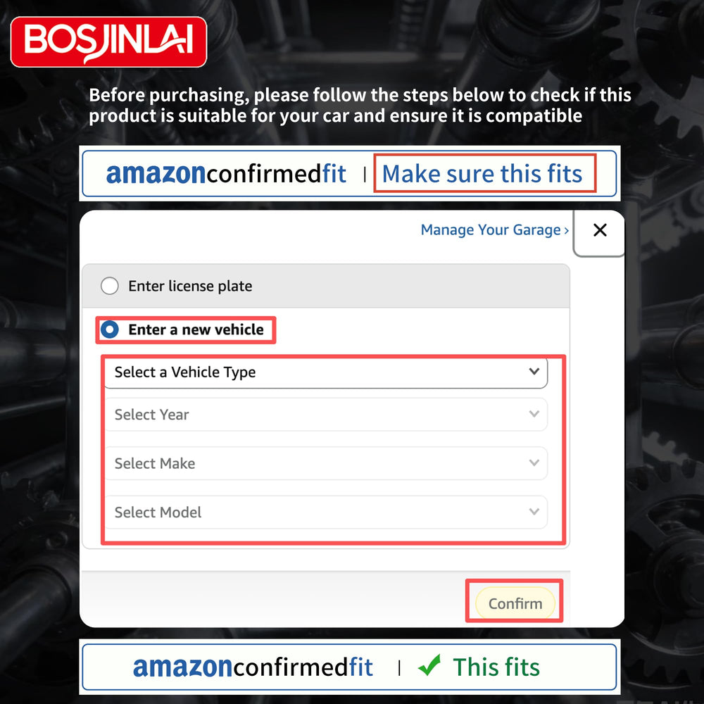 BOSJINLAI vehicle compatibility check guide image for buyers