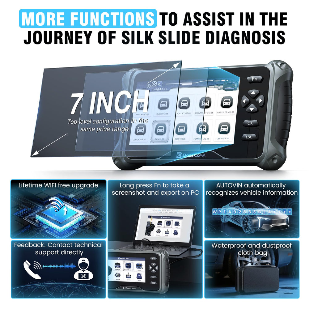 BossComm IF745 7-inch display supports easy navigation and quick data access.