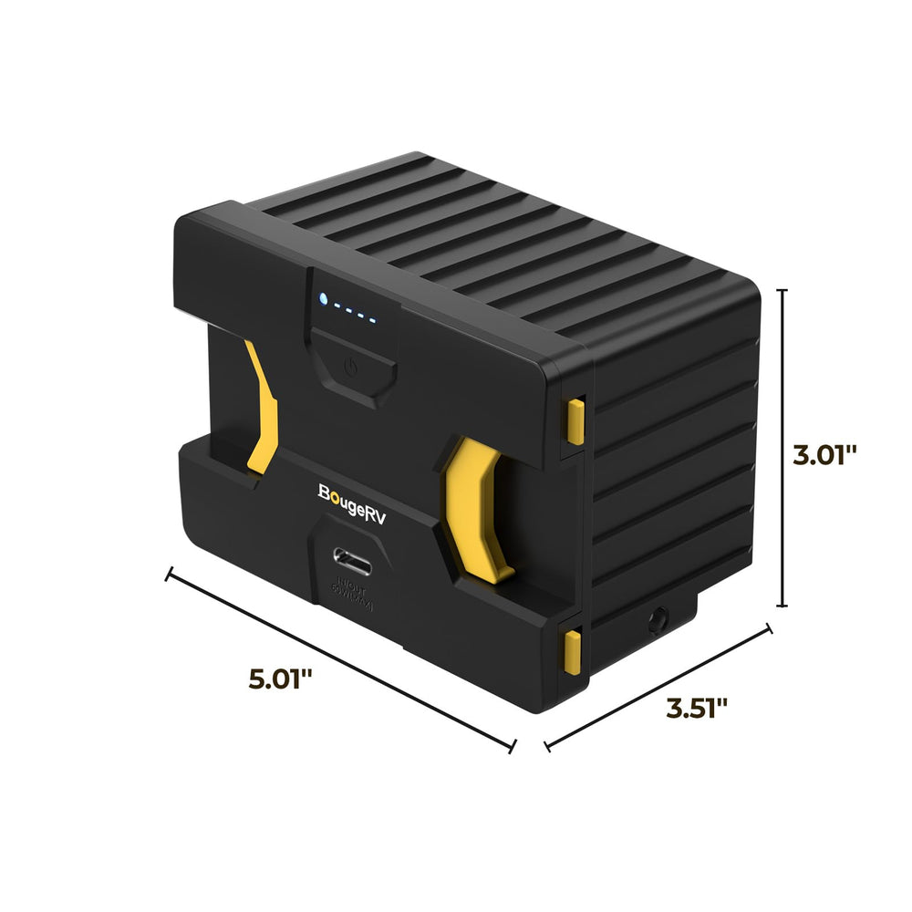 Package shows BougeRV power station and user manual for quick setup