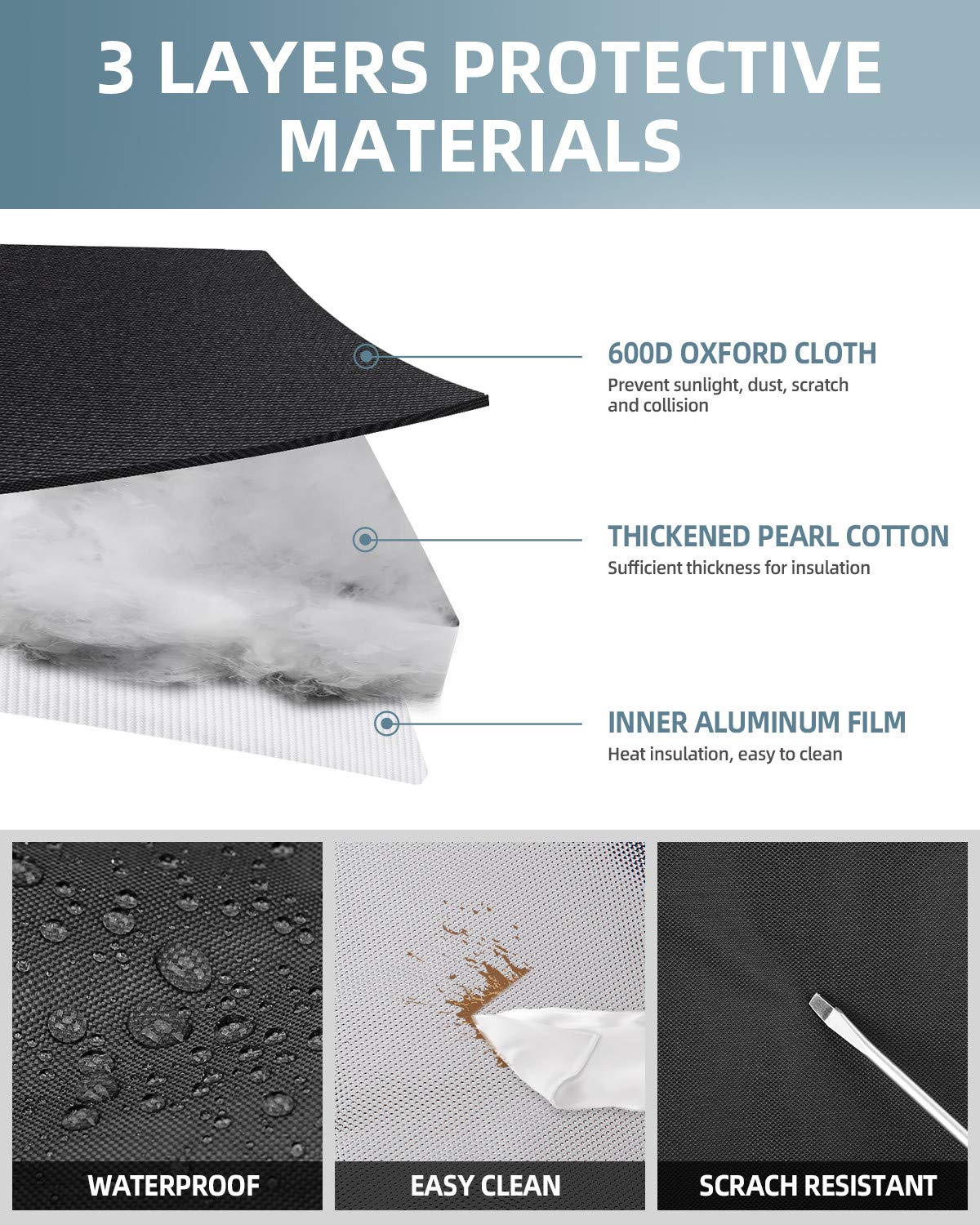 BougeRV inner aluminum film provides heat insulation and easy cleaning.