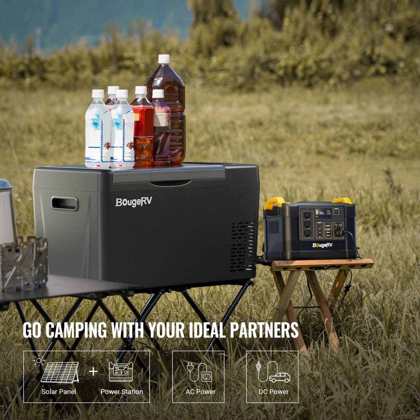 BougeRV CR22 eco-mode display illustrating efficient power usage while camping