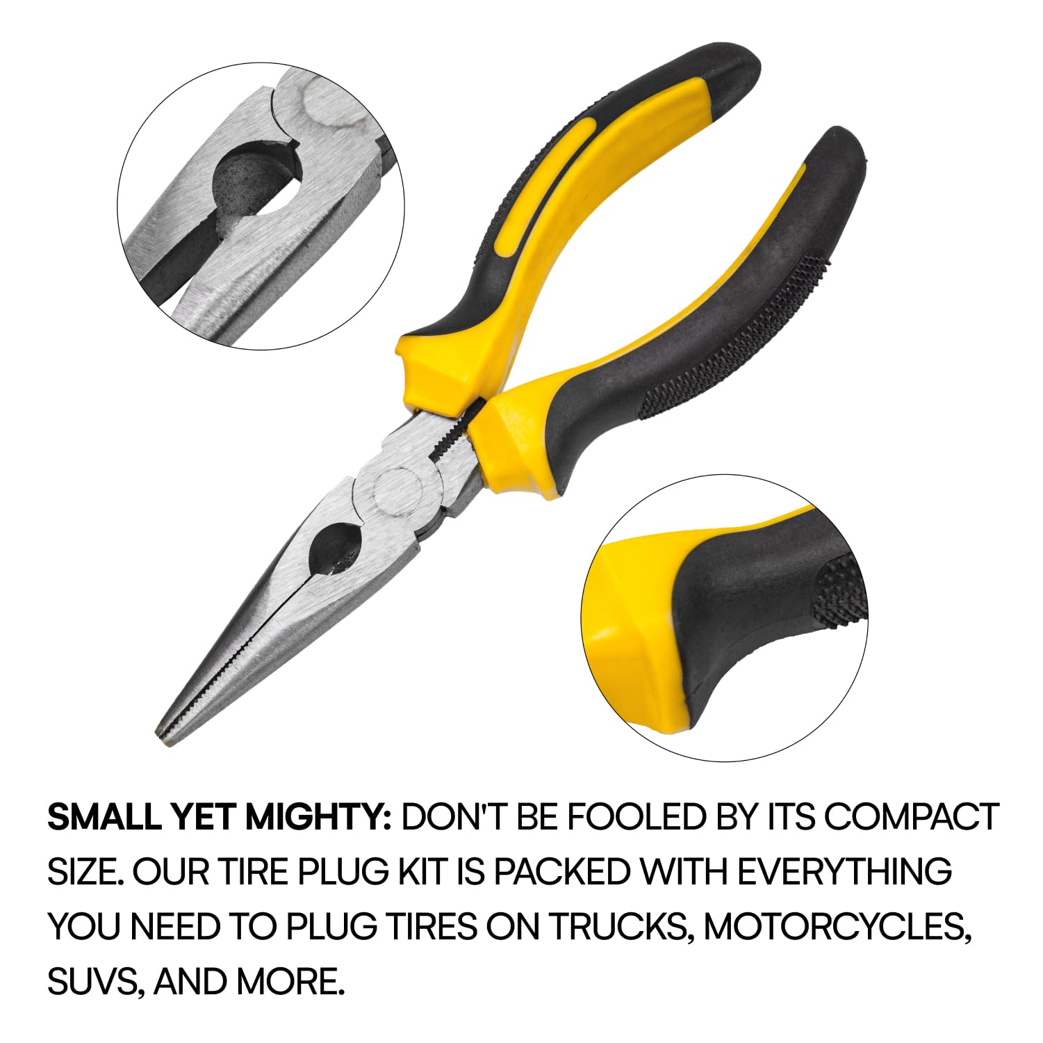 Boulder Tools ergonomic handles improve control during tire repairs.
