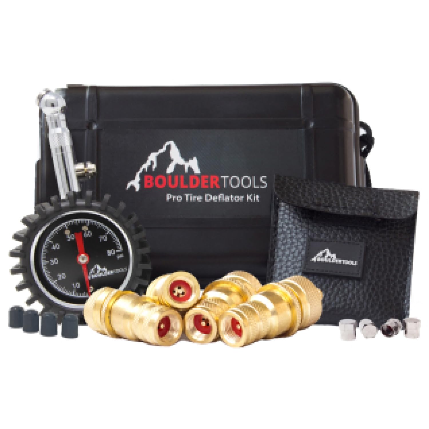 Boulder Tools tire deflator kit with gauge for precise off-road pressure control