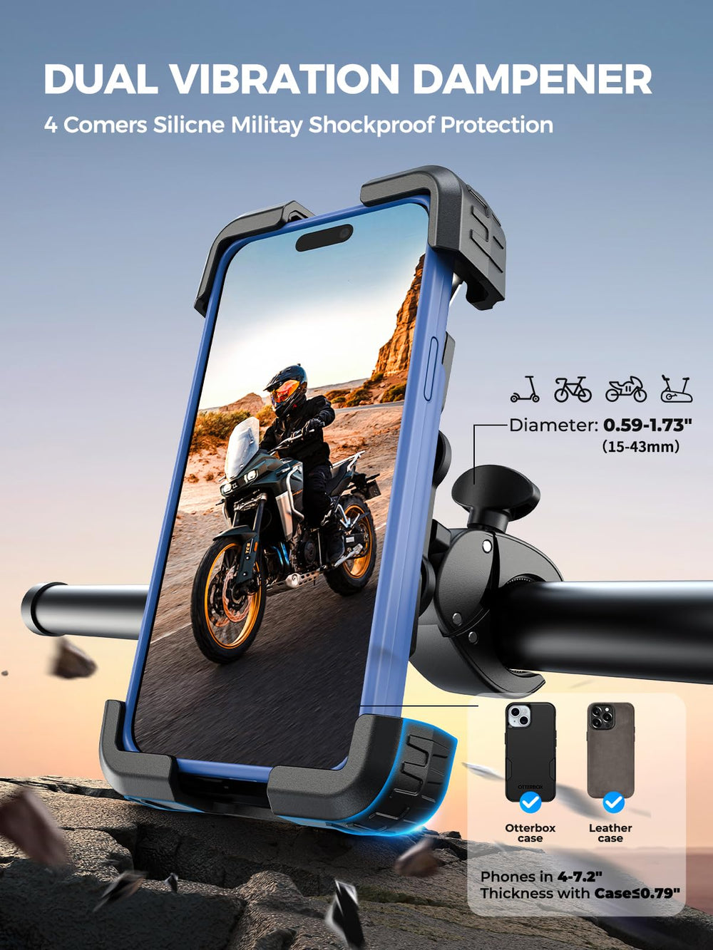 Bovemanx durable alloy clamp protects your phone on rough terrain