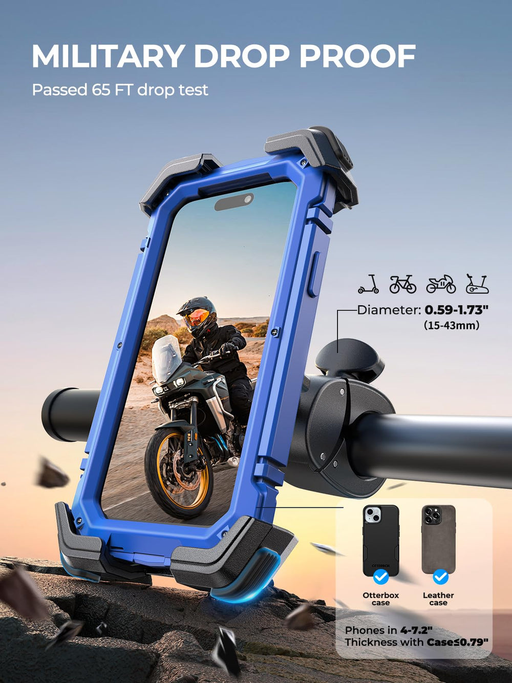 Bovemanx silicone corner protection shields phones from shocks on rough rides.
