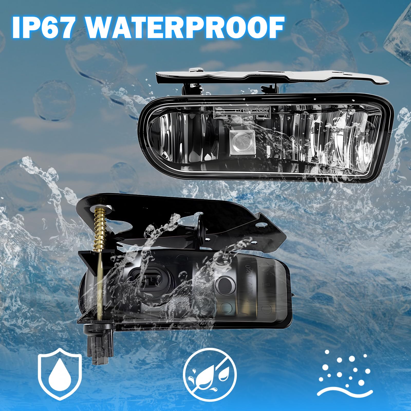 Boxlight fog lamp for Cadillac Escalade 2002-2006 driver side with focused beam.