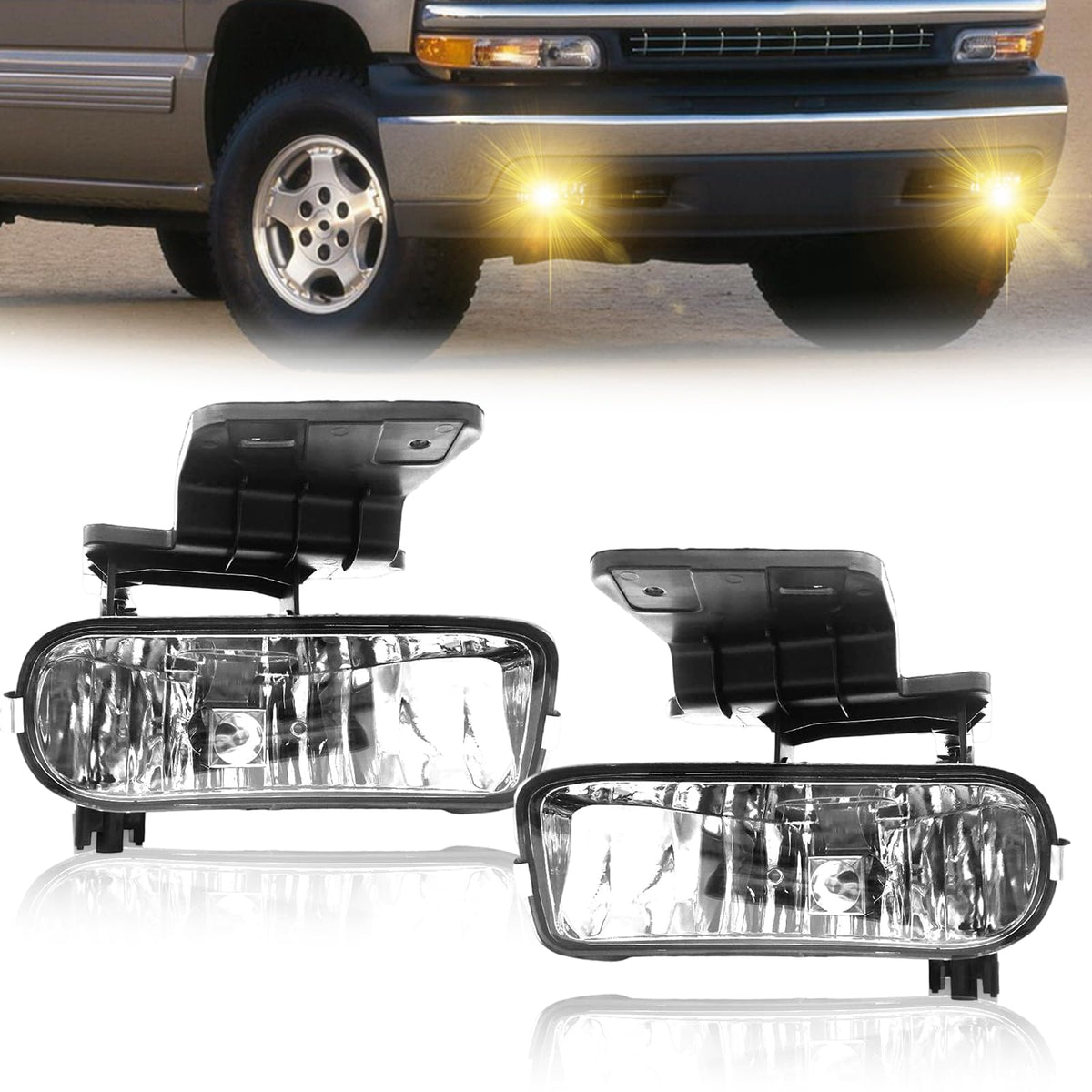 Boxlight fog lights assembly left side with halogen beam improves road visibility.