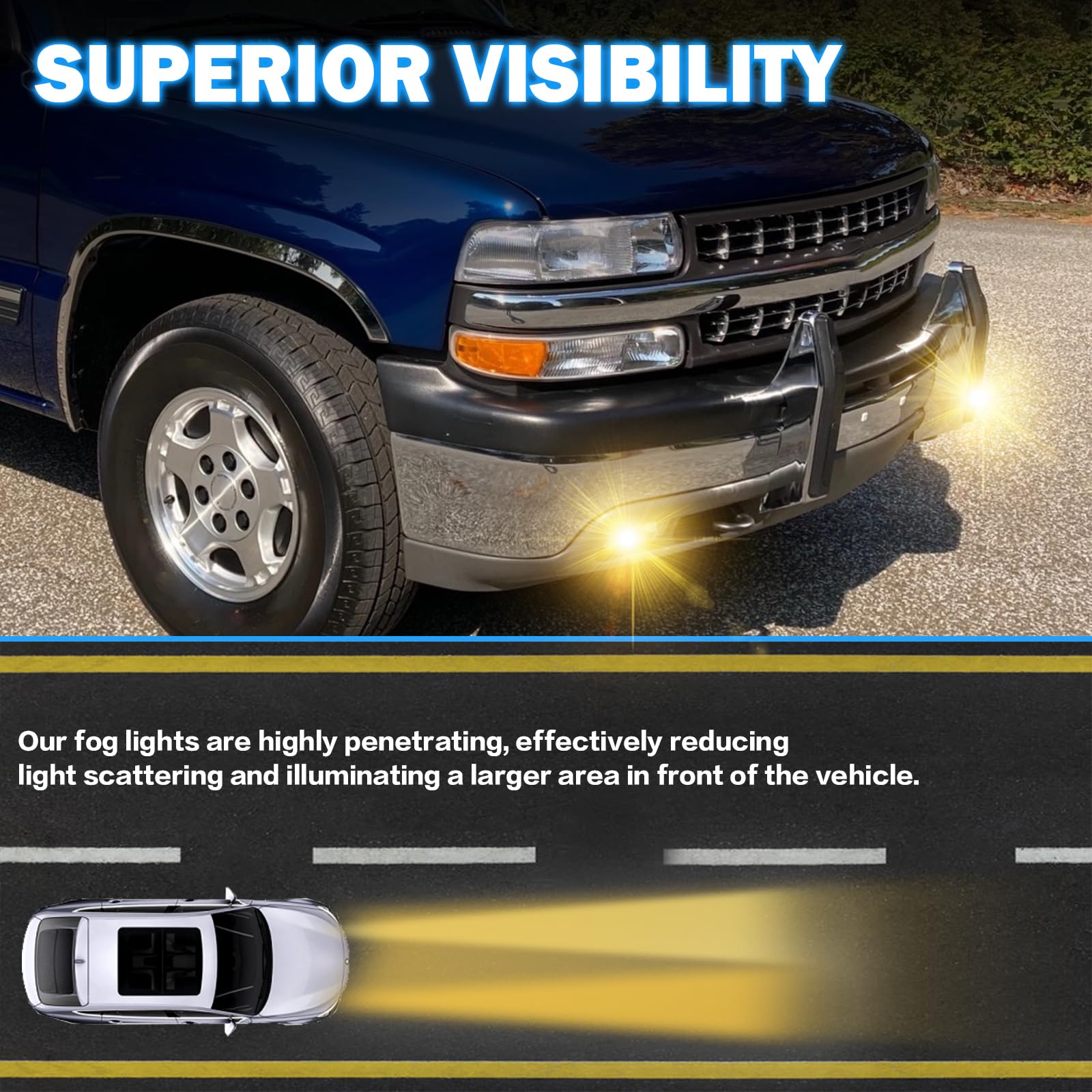 Boxlight fog lights assembly right side with halogen beam enhances driver visibility.