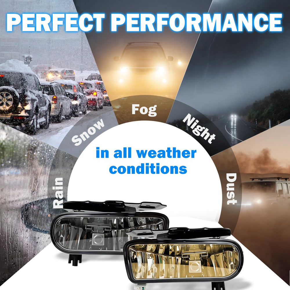 Boxlight fog lights clear lens assembly designed for Cadillac Escalade 2002-2006.