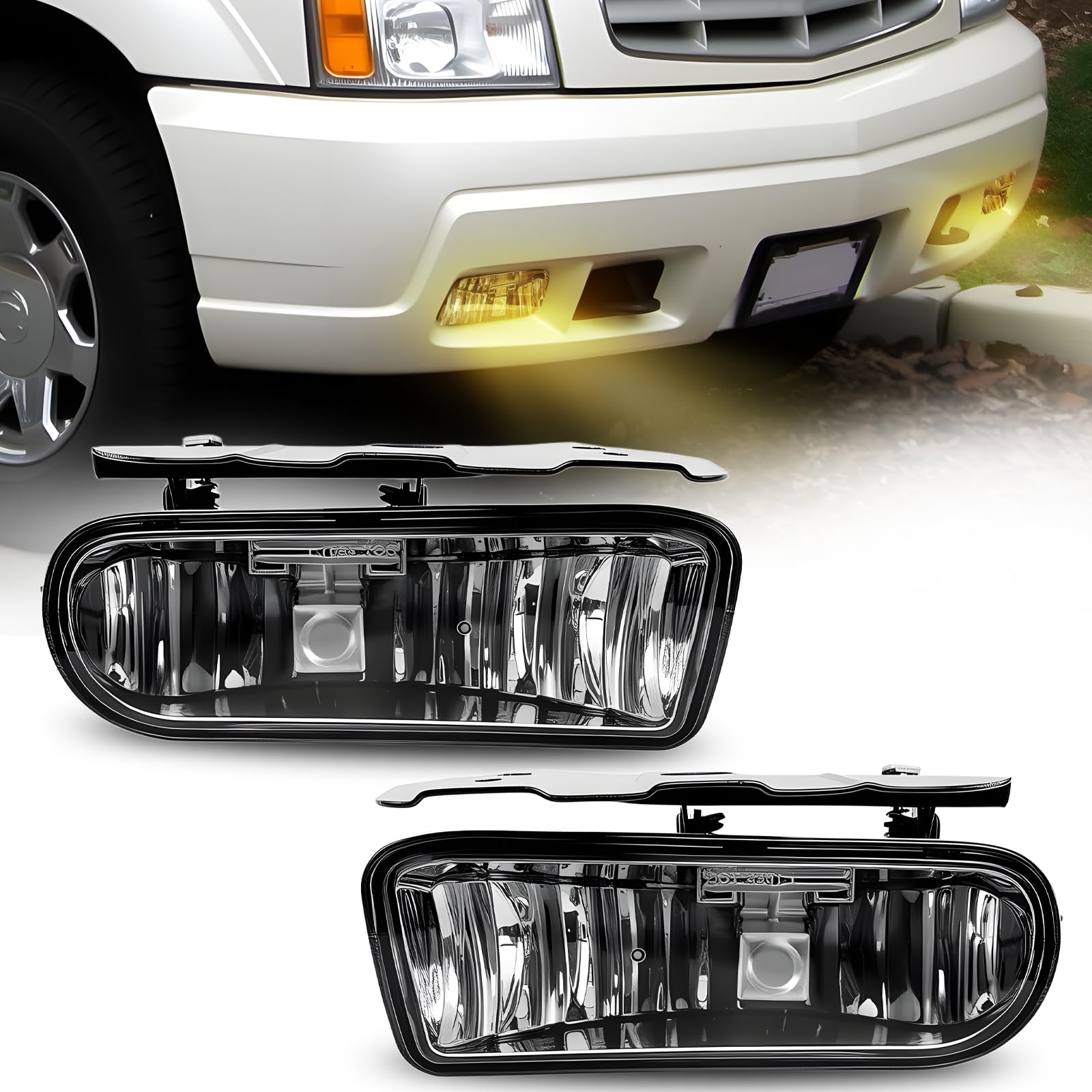 Boxlight fog lights driver-side assembly with clear lens for better night visibility.