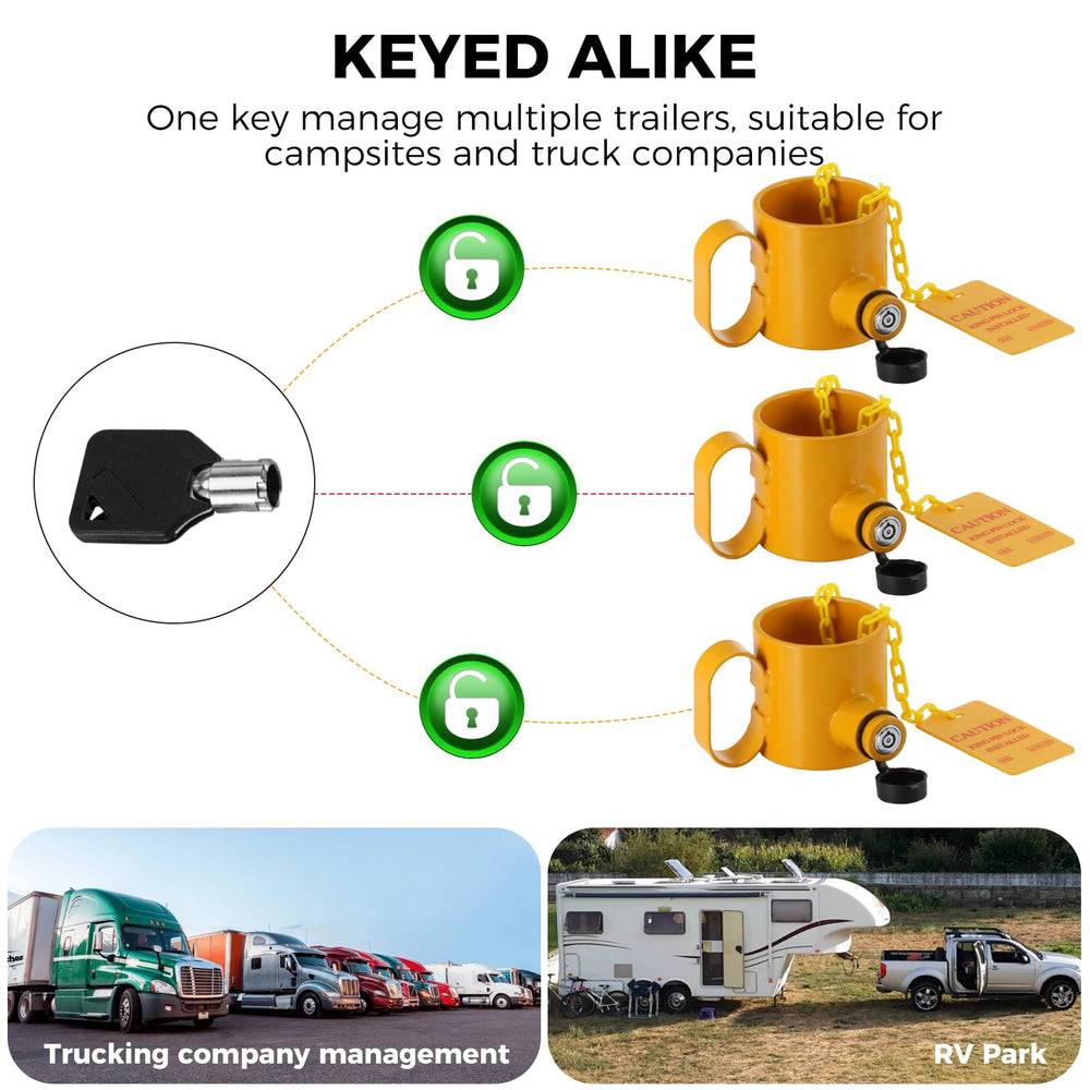 BOYISEN heavy-duty steel trailer lock provides rugged security against tampering.
