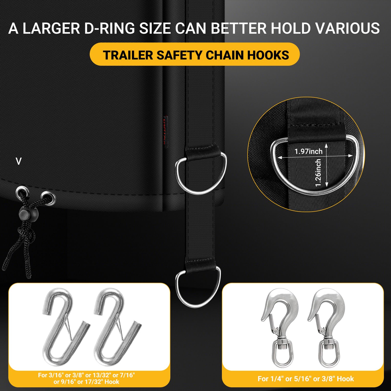 BOYISEN universal-fit cover fits most 14x5x10 inch electric tongue jacks.