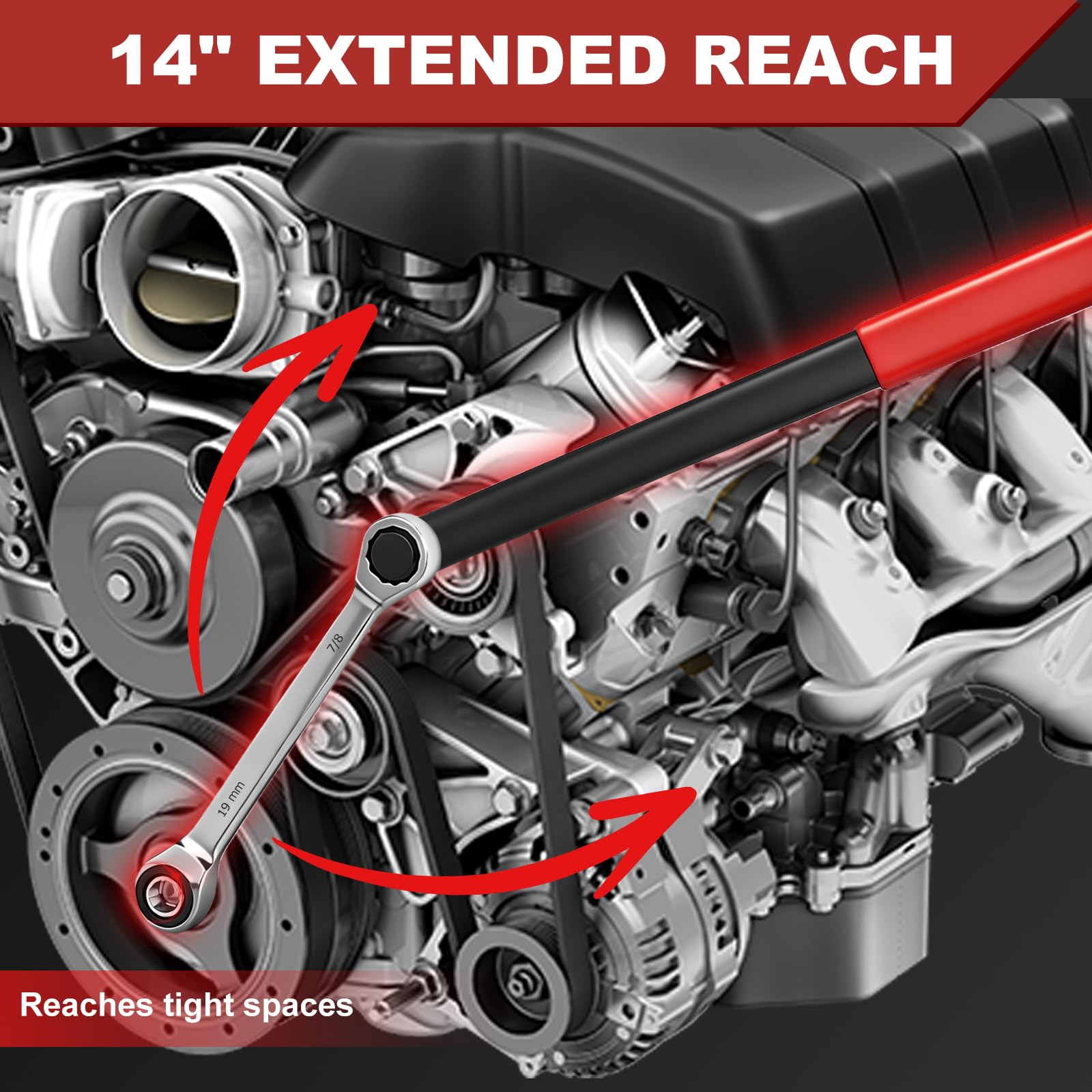 BQEC 19mm wrench with 7/8 inch interface for pulleys