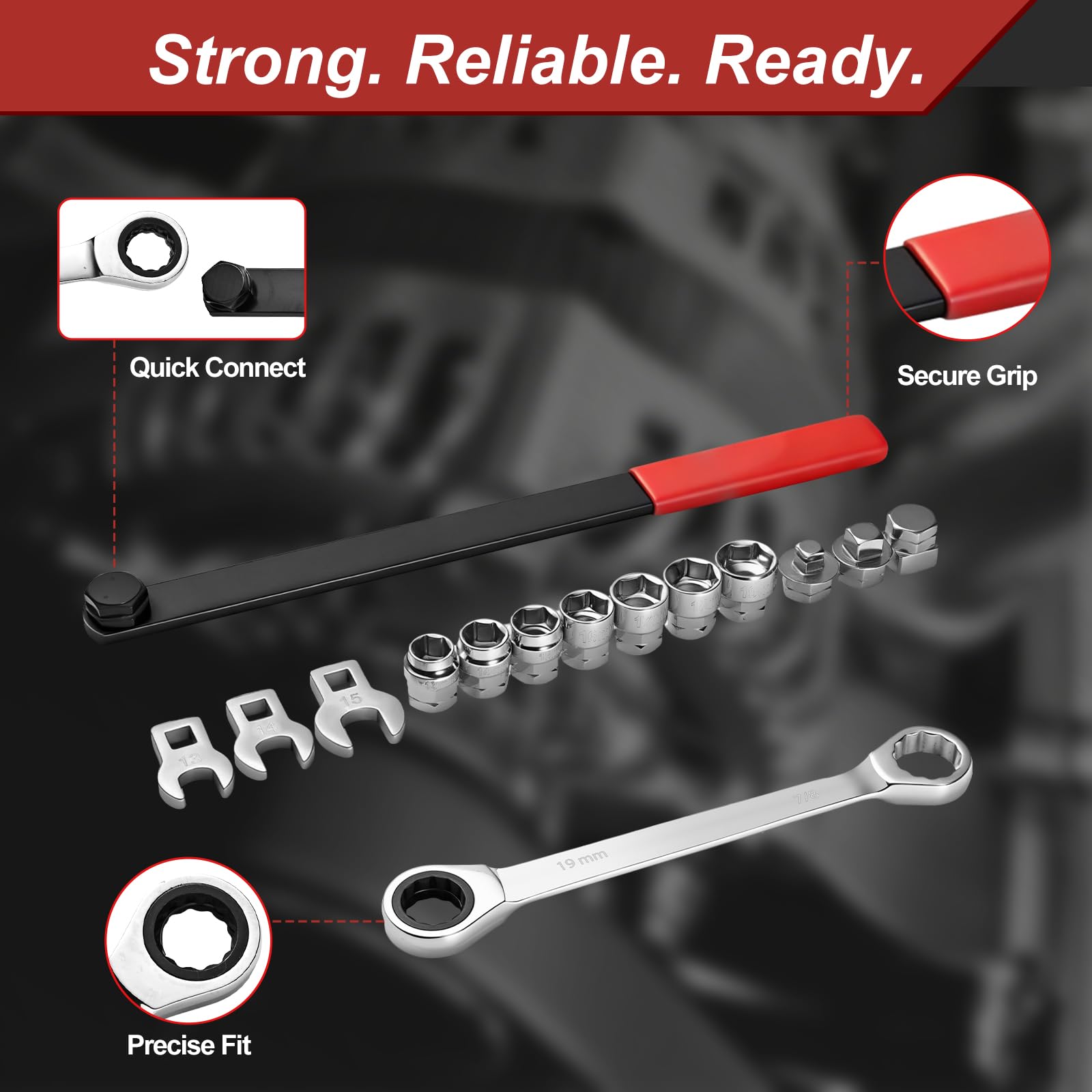 BQEC 7-piece sockets covering common belt sizes
