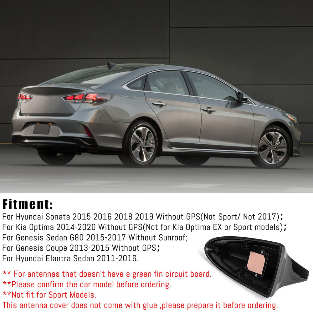 Bracingo shark fin antenna cover on Hyundai Elantra 2011-2015 modern roofline