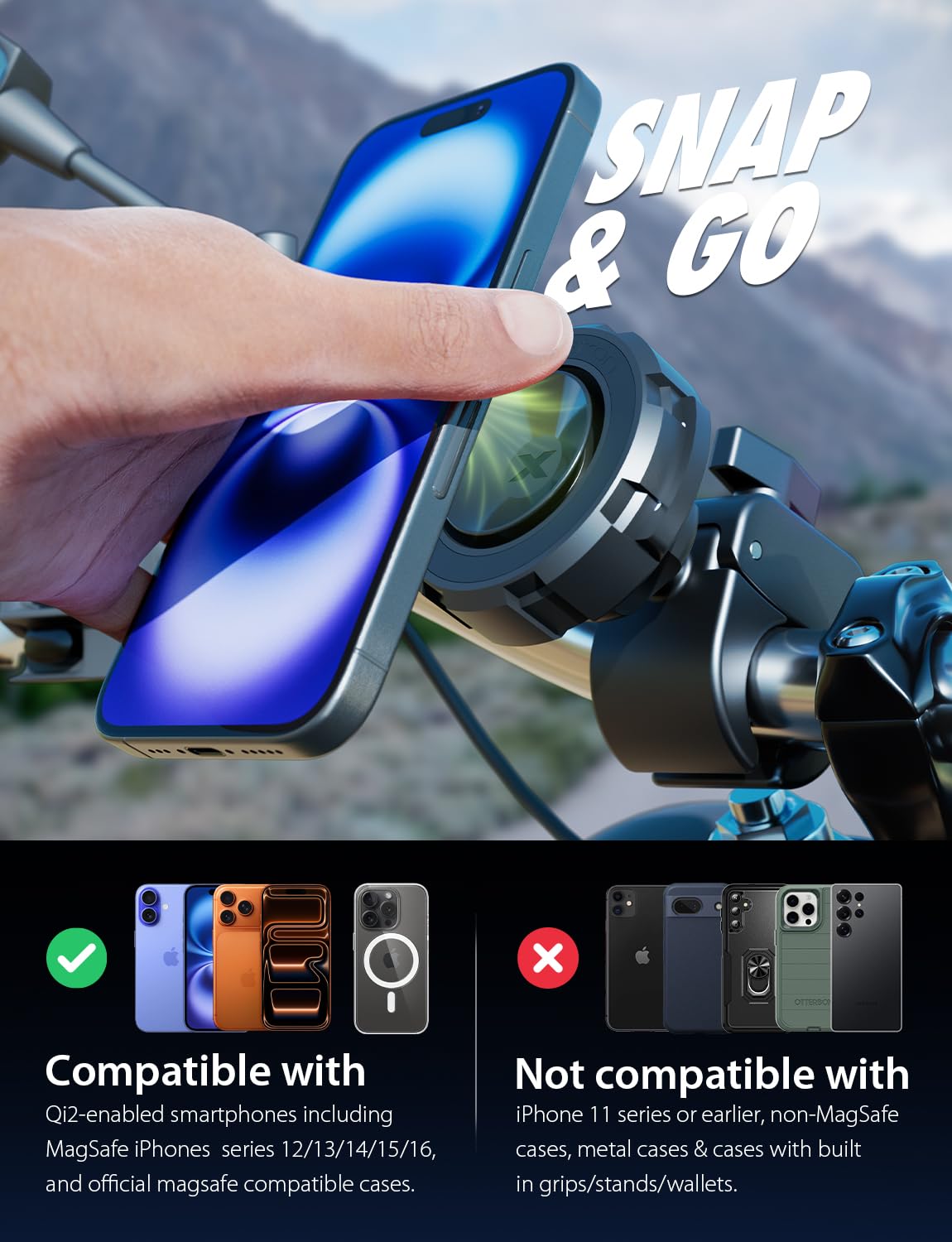 Bracketron MagSafe Bike Mount rotation enables easy portrait or landscape navigation