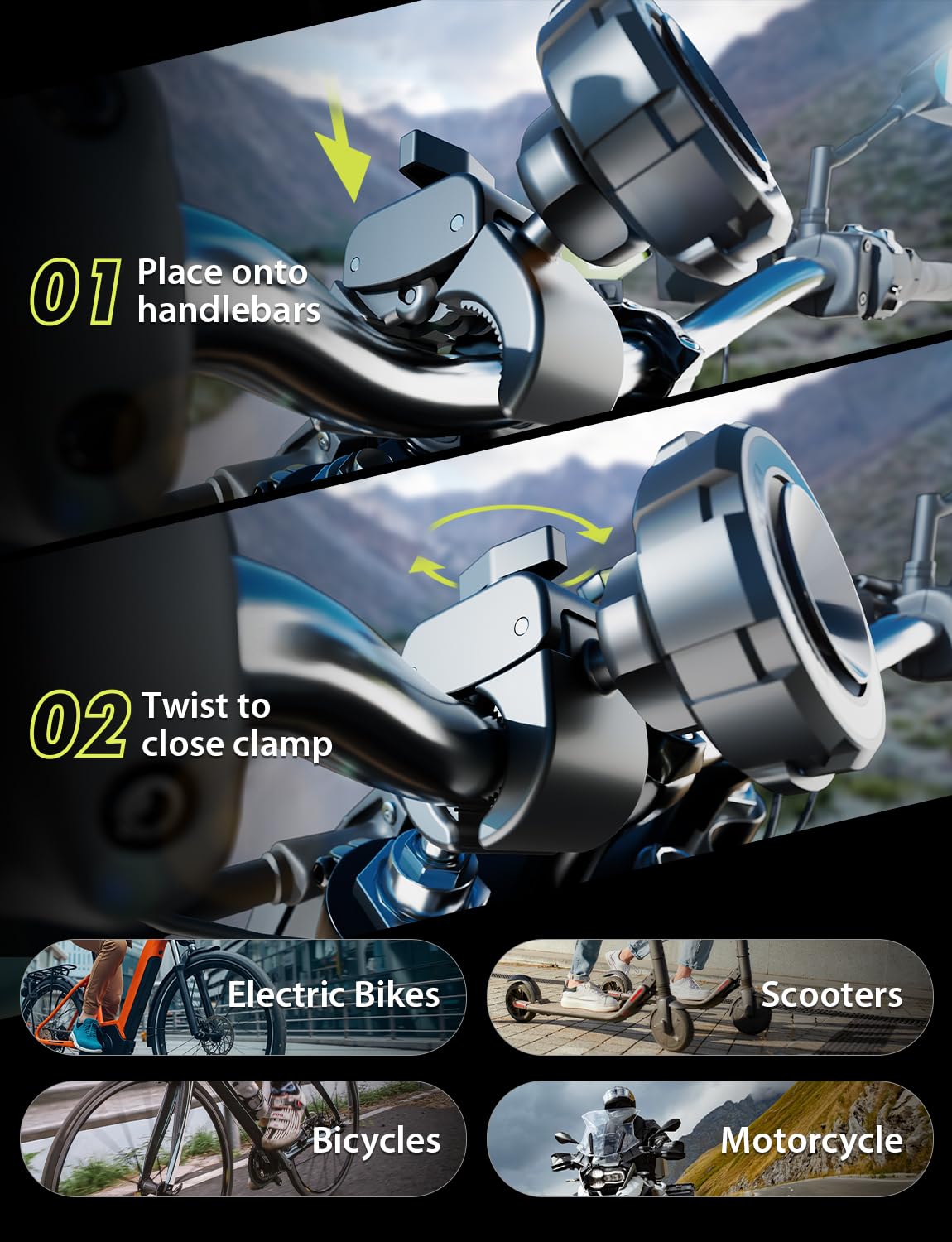Bracketron MagSafe Bike Mount universal compatibility fits most handlebars and phones