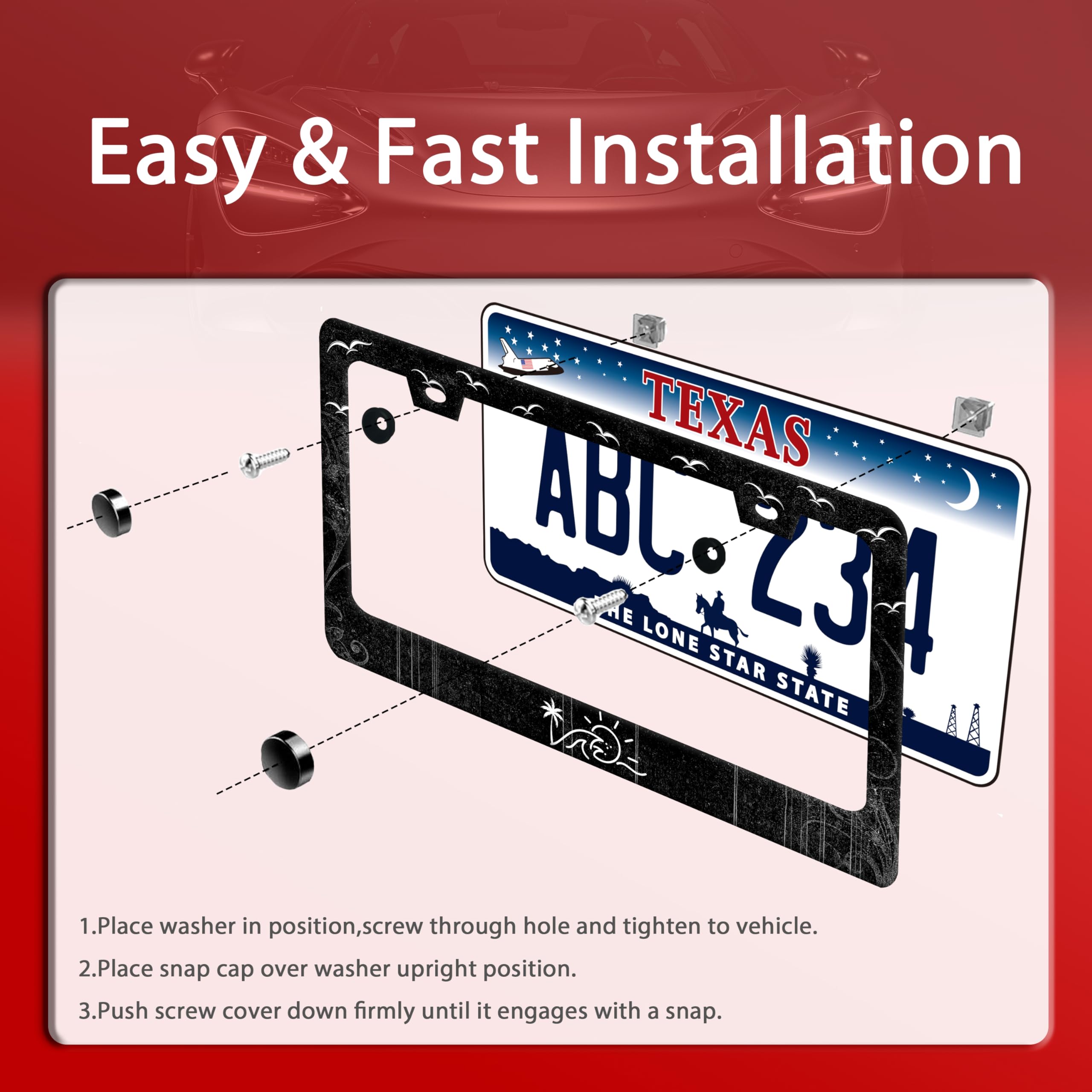 BRAGHRTED two-hole license frame fits standard mounting with secure, quiet operation.