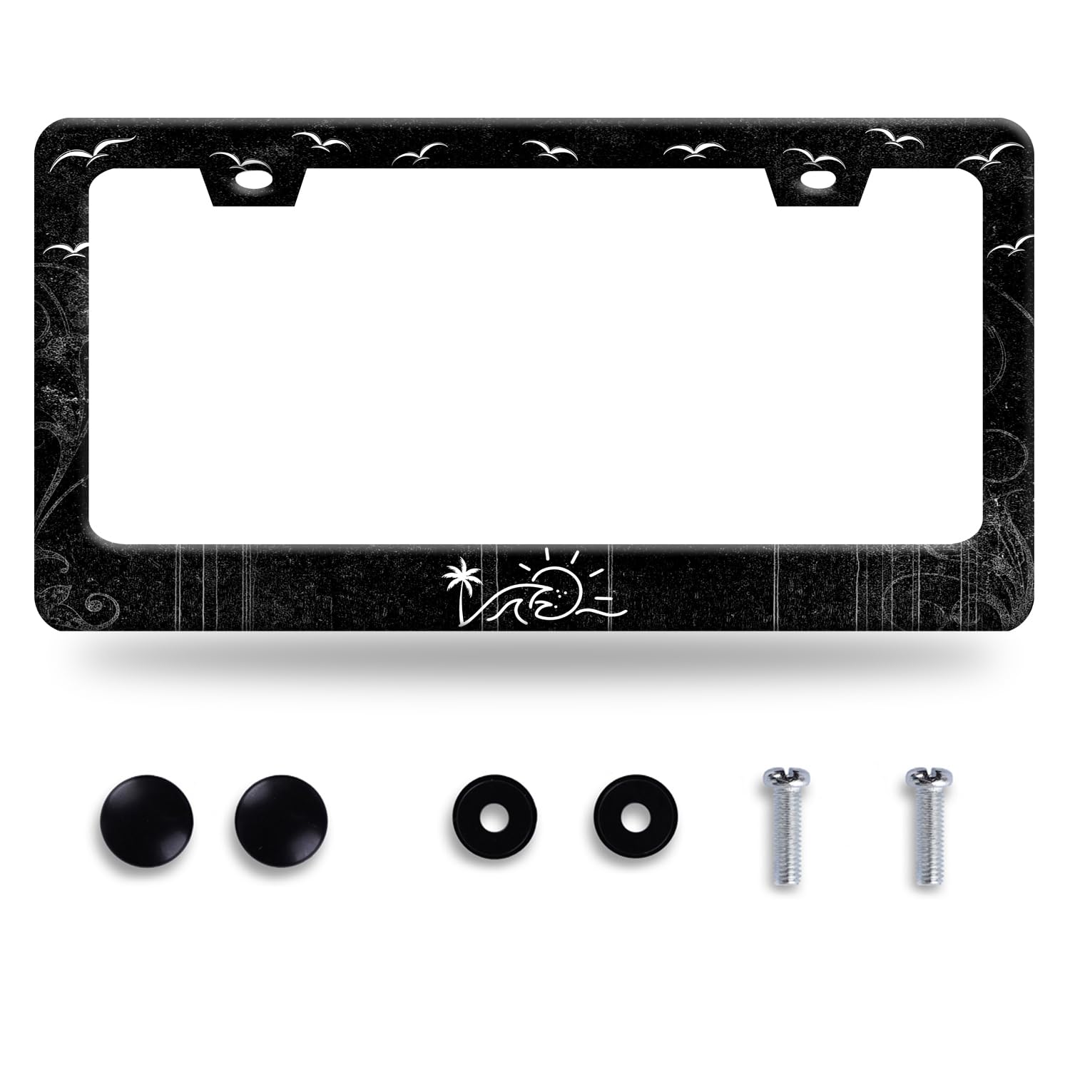 BRAGHRTED Waves and Sun license frame for a durable, eye-catching car accessory.