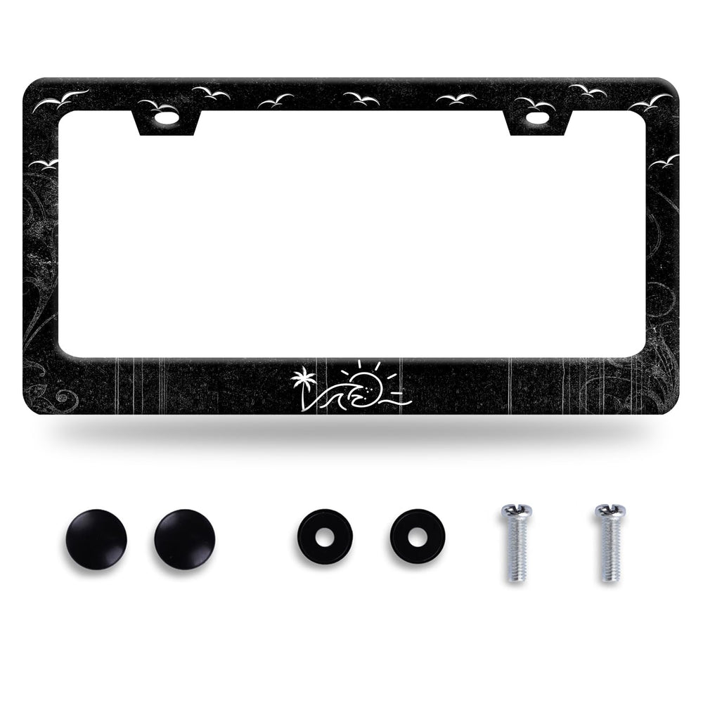 BRAGHRTED Waves and Sun license frame for a durable, eye-catching car accessory.