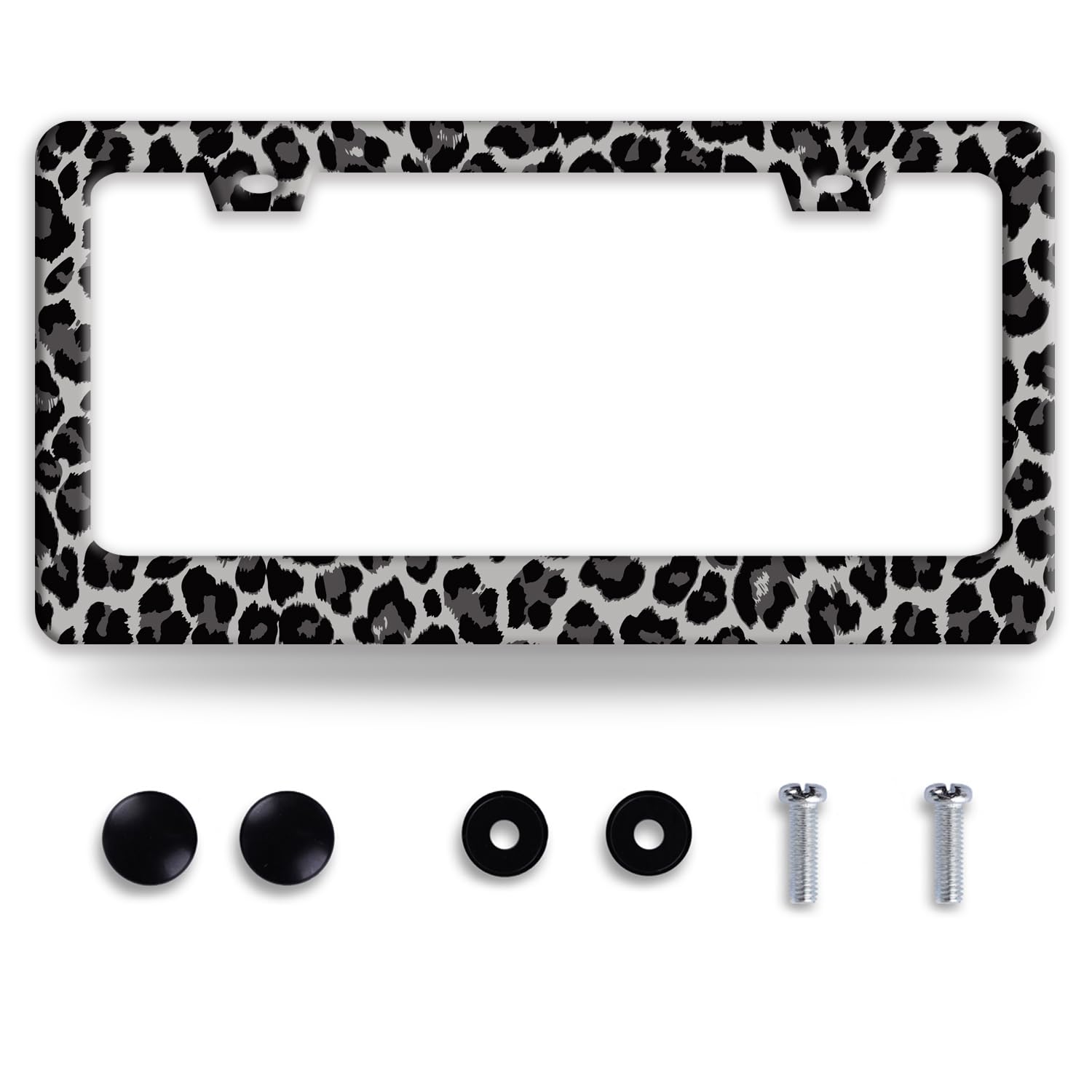 BRAGHRTED leopard-print license frame, front view, stylish and bold for daytime driving