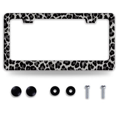 BRAGHRTED leopard-print license frame, front view, stylish and bold for daytime driving