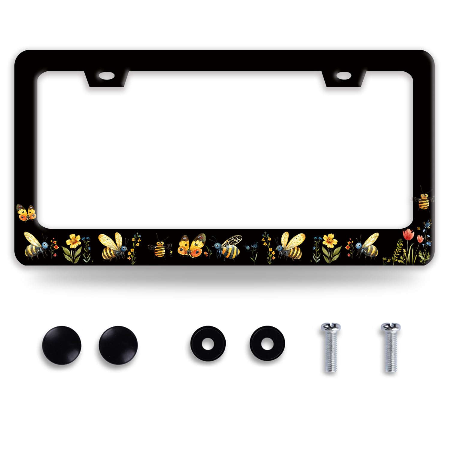BRAGHRTED Queen Bee license frame with butterfly design for lasting style