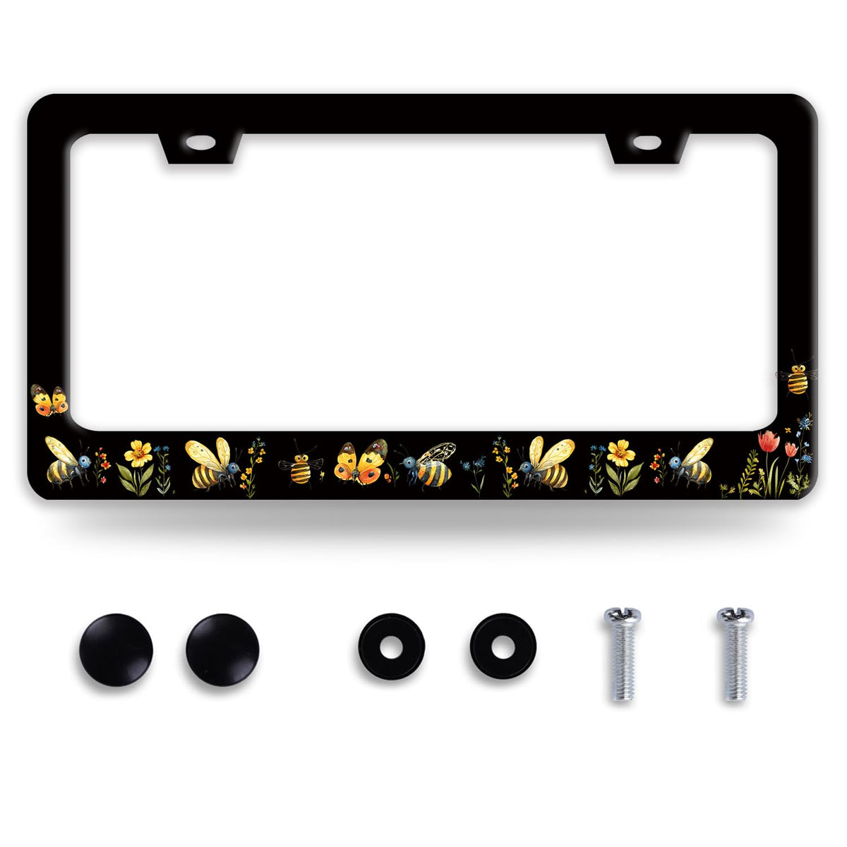 BRAGHRTED Queen Bee license frame with butterfly design for lasting style