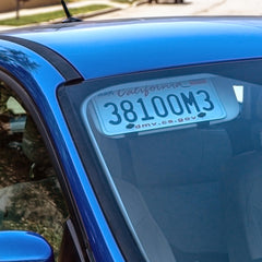 BrainExploder sun visor license plate mount front view for a clean, clutter-free look.