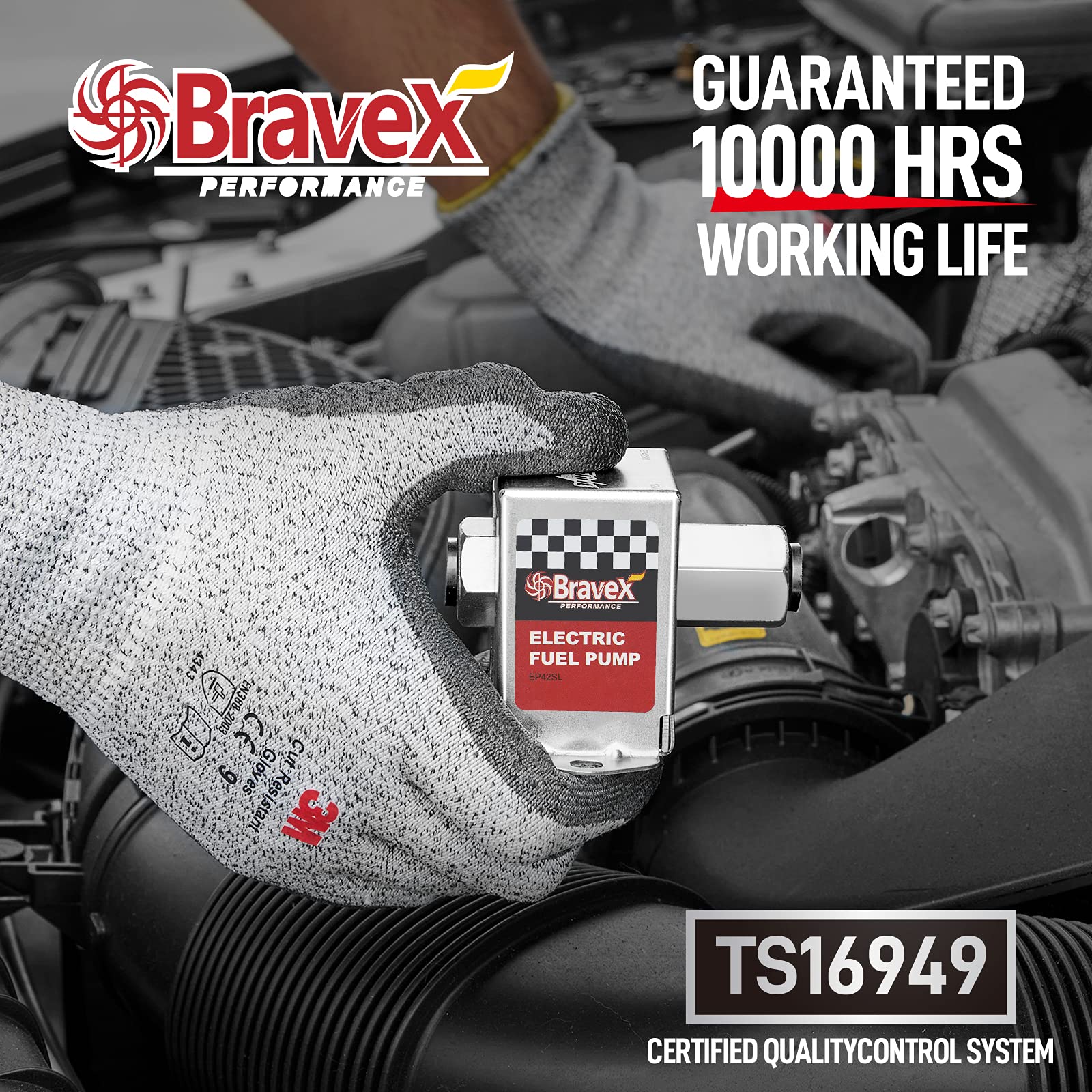 Bravex EP12S inline fuel pump mounted for boats or generators