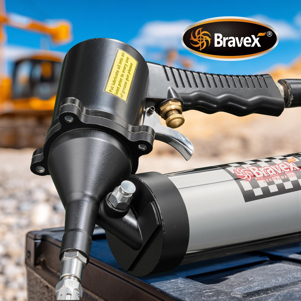 Bravex quick-release coupler detail illustrating fast nozzle changes.