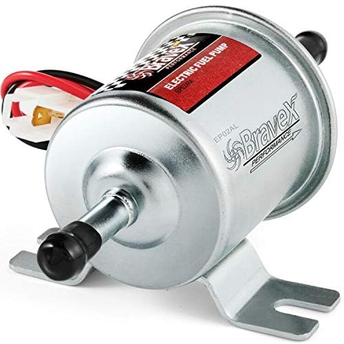 Bravex HEP-02A fuel pump side view highlighting compact inline design