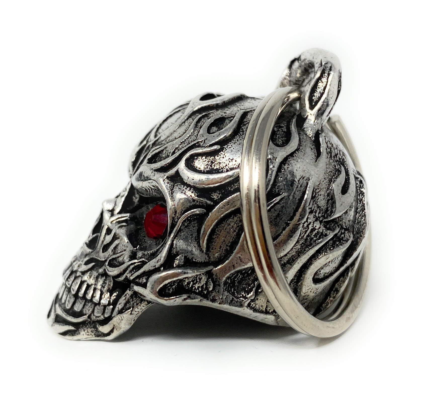 Bravo Bells Flame Skull Diamond Bell close-up highlighting craftsmanship