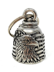 Bravo Bells US Flag Eagle Bell on display for road protection and style.