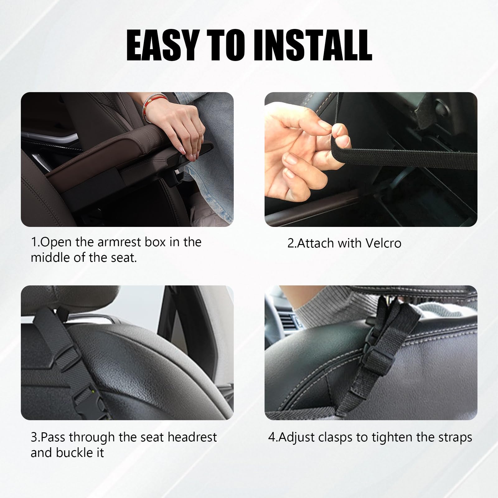 Braxan purse holder installation step close-up shows quick setup for busy mornings