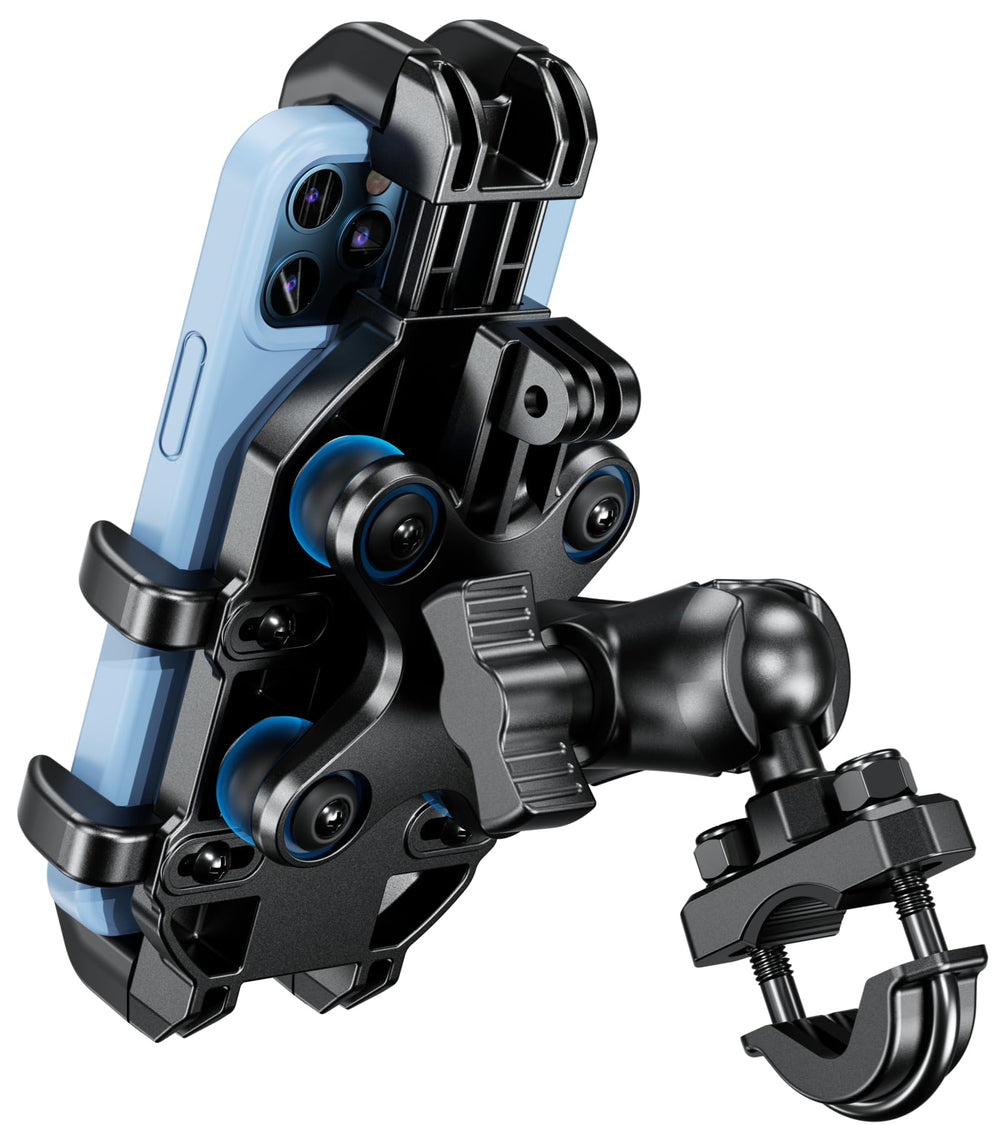 BRCOVAN motorcycle phone mount main body keeps phone secure on rough roads.