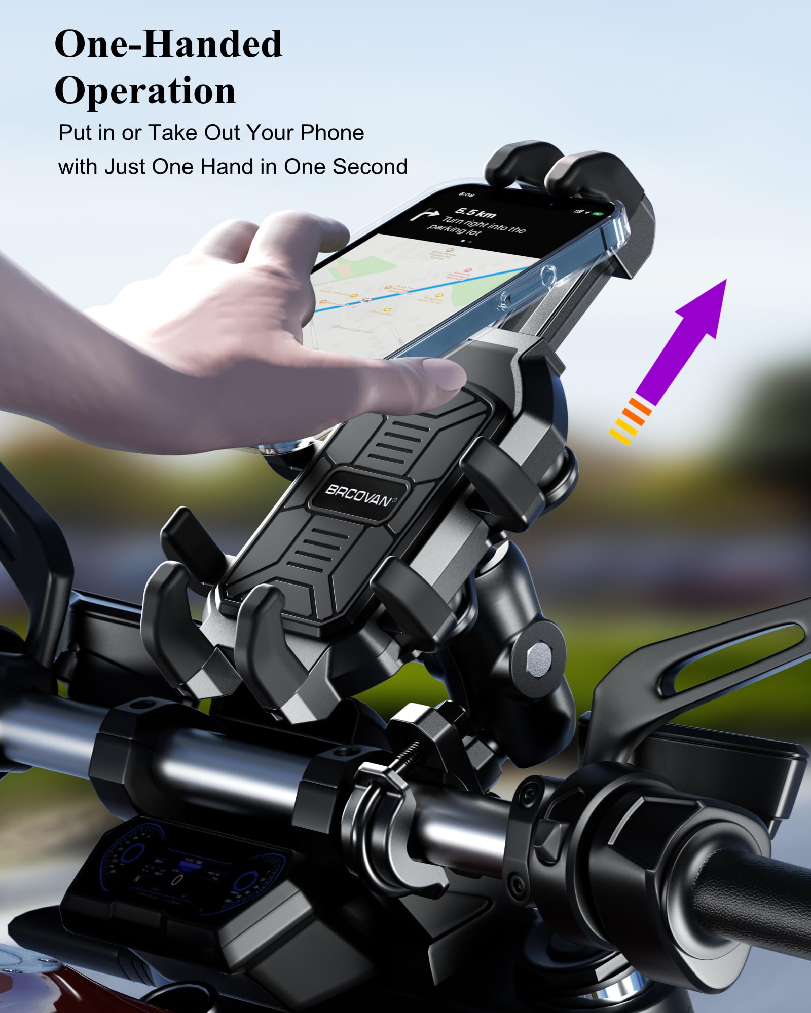 BRCOVAN phone mount enables 720-degree rotation for portrait or landscape.