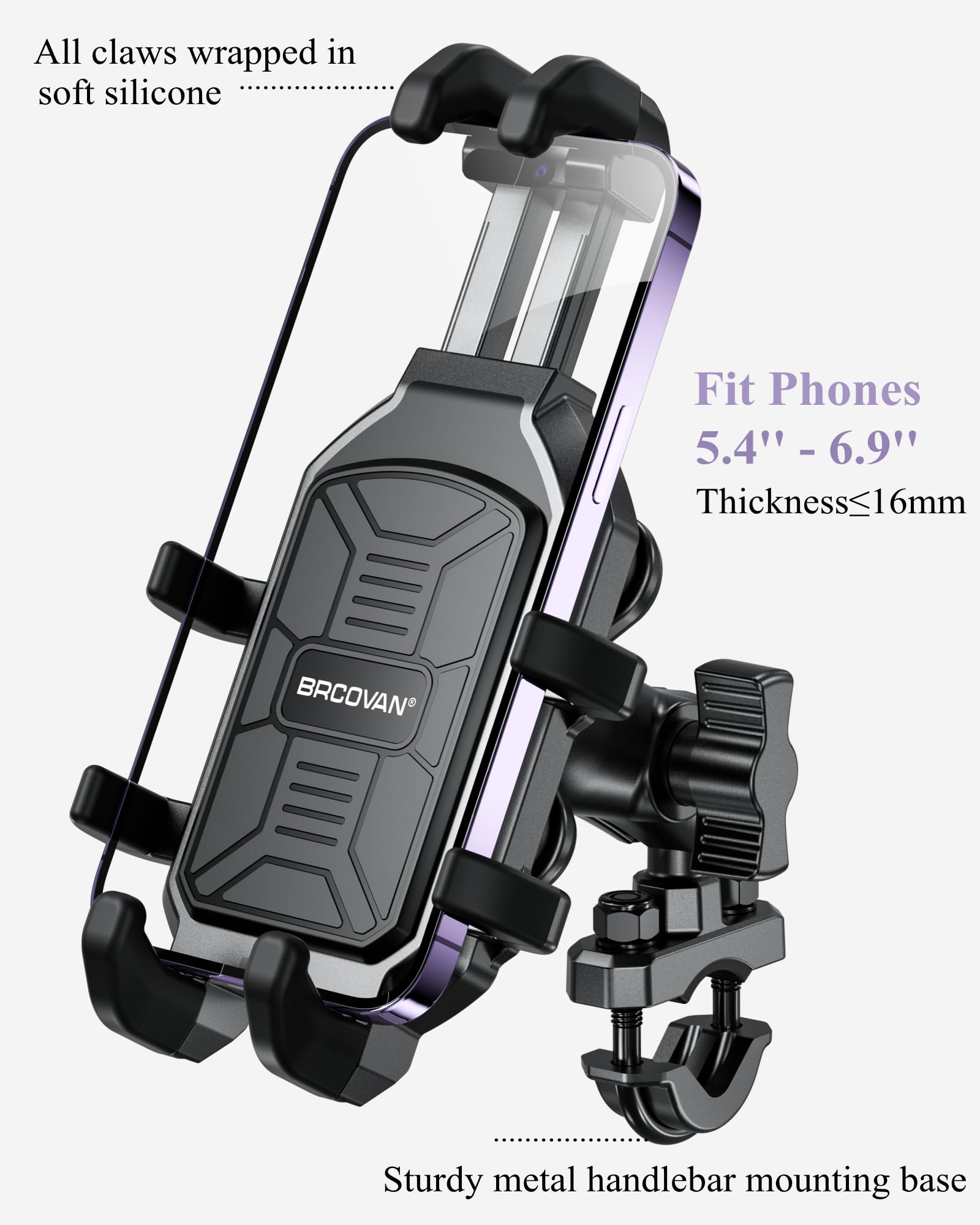 BRCOVAN phone mount vibration dampener reduces ride vibrations for clearer view.