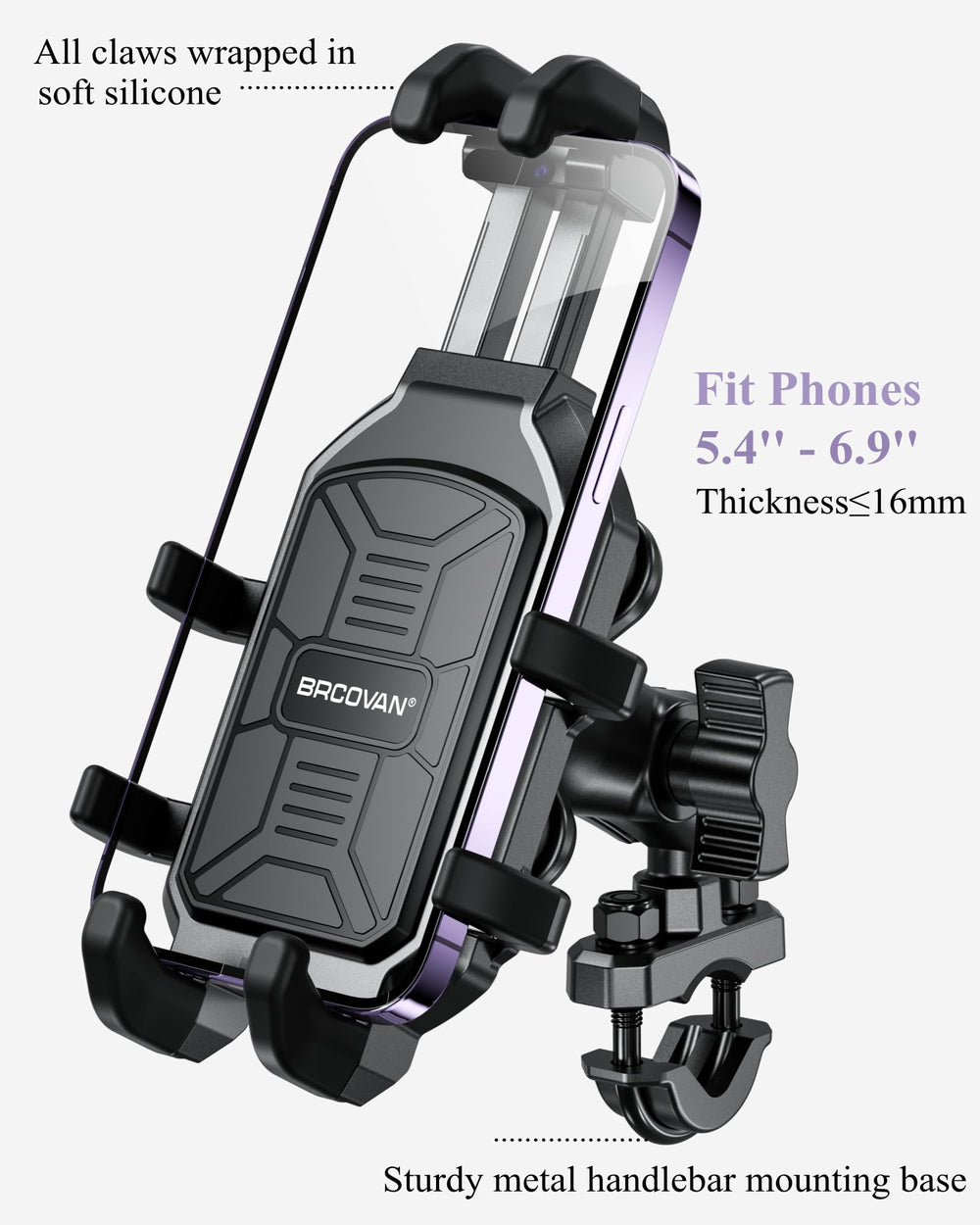 BRCOVAN phone mount vibration dampener reduces ride vibrations for clearer view.