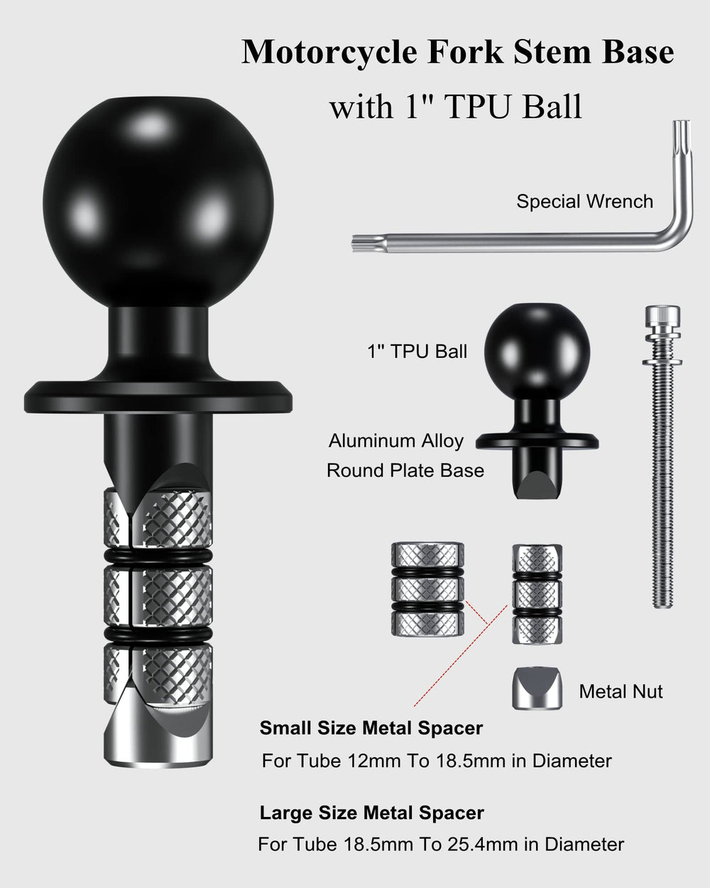 BRCOVAN large spacer fits 18.5–25.4 mm tubes for solid support