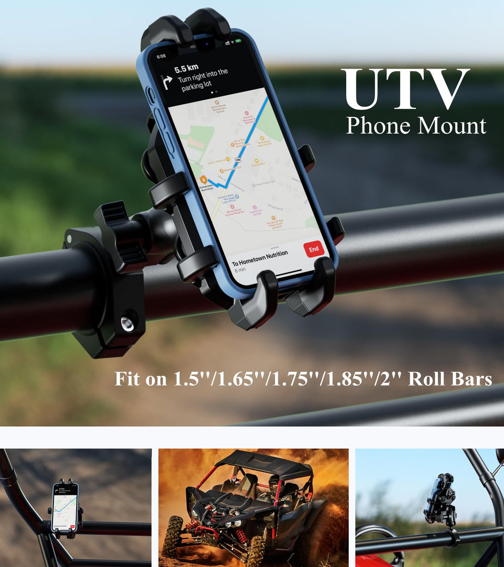 BRCOVAN UTV dampener close-up demonstrating vibration protection for phones.