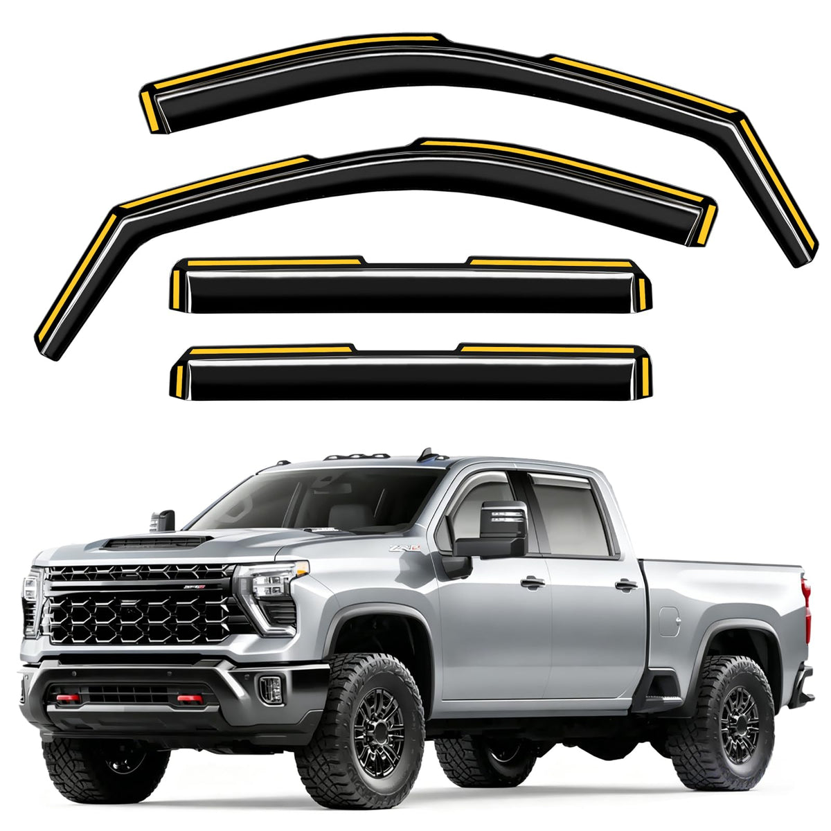 Breejoy in-channel rain guard on Chevy Silverado 2500HD for improved airflow and rain protection