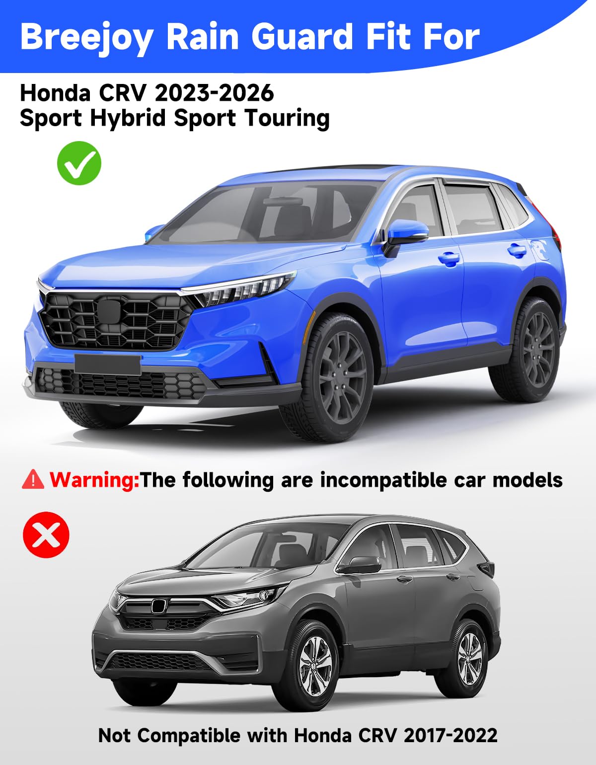 Breejoy in-channel rain guard CR-V rear-right keeps rain out and enhances styling.
