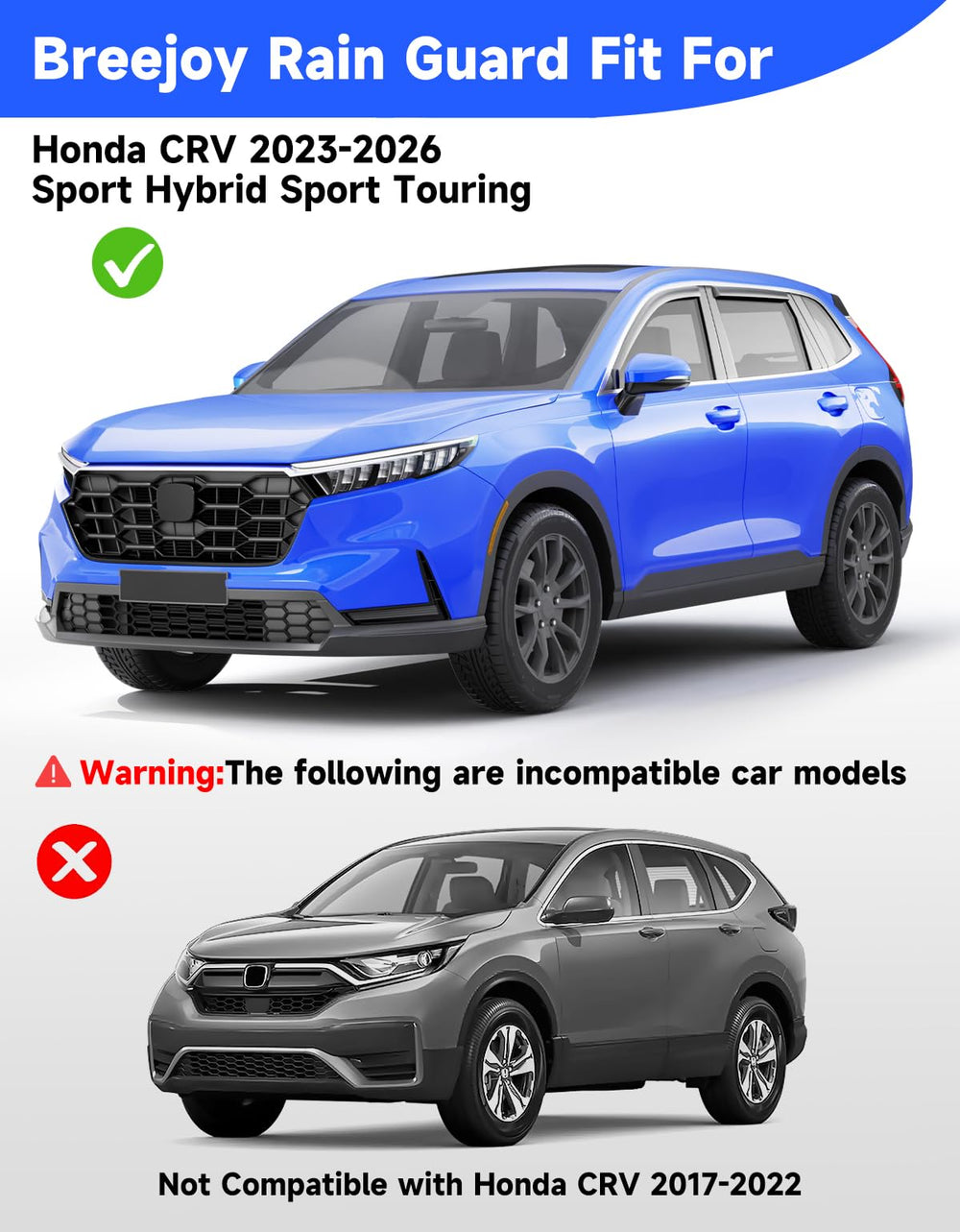 Breejoy in-channel rain guard CR-V rear-right keeps rain out and enhances styling.