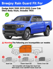 Breejoy rain guards in-channel installation demonstrating secure fit on RAM 1500