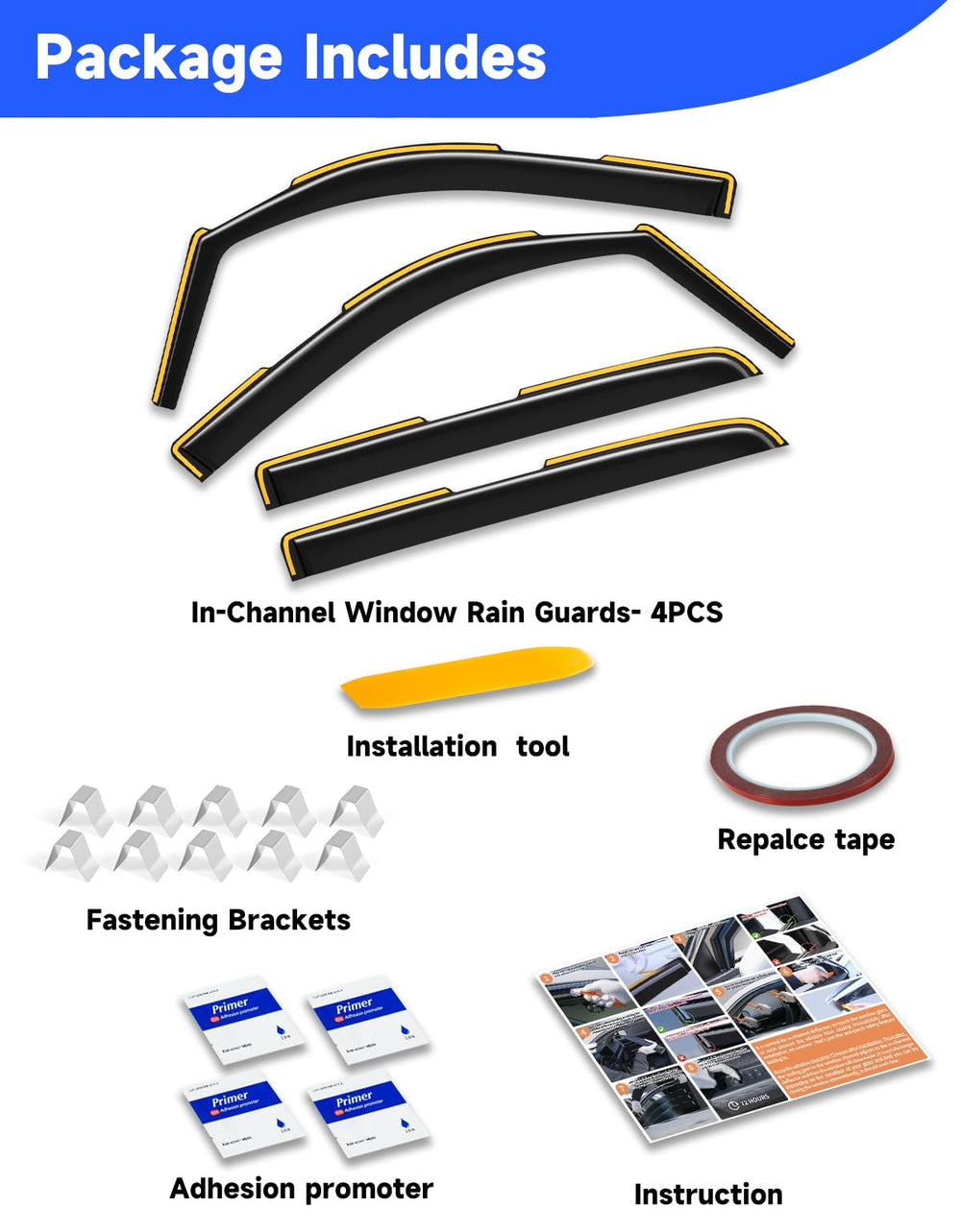 Breejoy rain guards packaging and hardware included for RAM 1500 installation