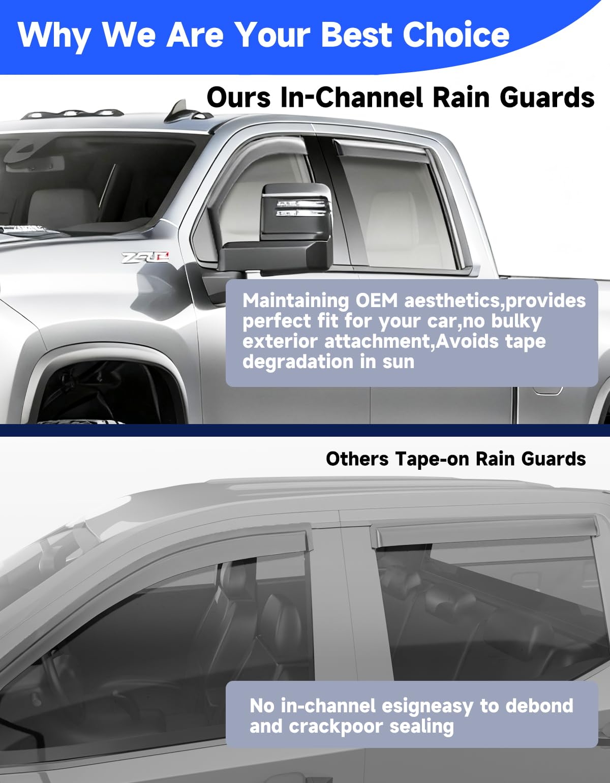 Breejoy wind-noise reduction rain guard during highway drive