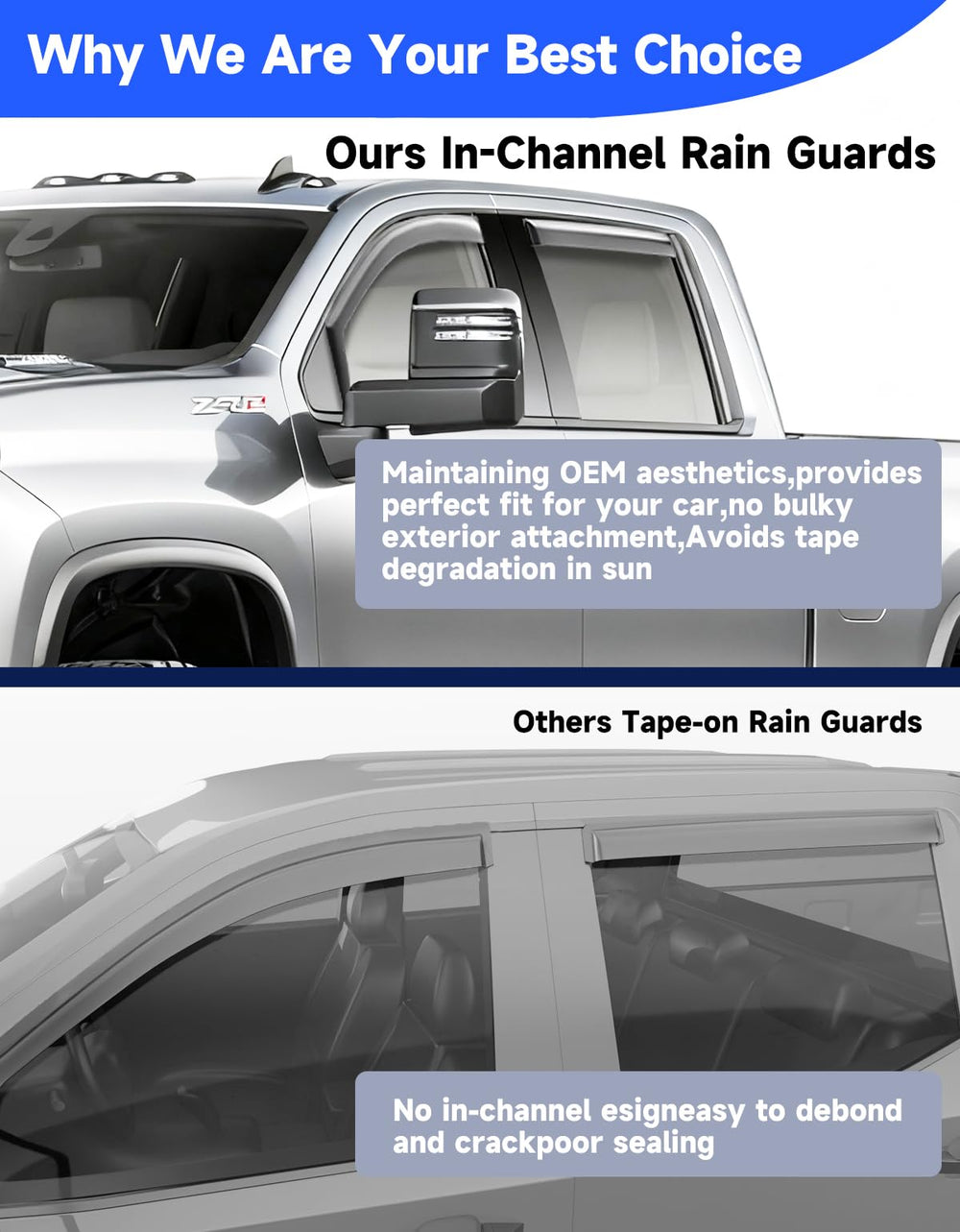 Breejoy wind-noise reduction rain guard during highway drive